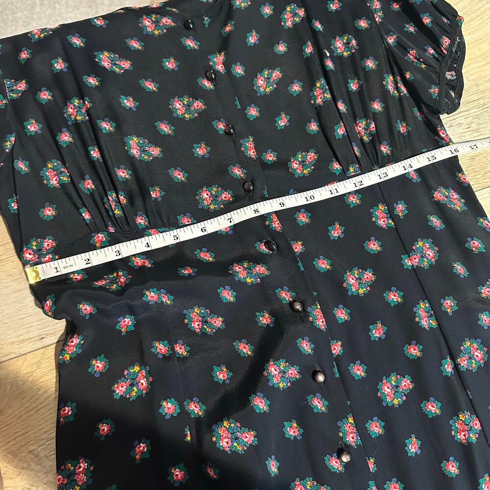 Vintage Gap 90s Grunge Dainty Floral Button Front Maxi Dress Black M - Picture 11 of 11